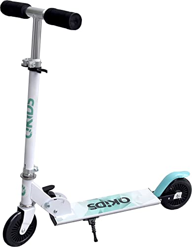 QKids FLO Zweirad-Tretroller, für Jungen, Mädchen, zusammenklappbar, bis 50 kg, Alter: 3+, Scooter 5900495895202 Weiß 50x87 cm von QKids