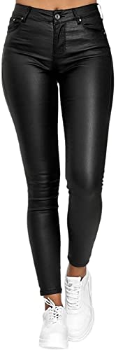QLXDSD Damen-Hose aus Kunstleder Leder Leggings High Waist Lederhose Sexy Skinny Hose Lederoptik Leggins Hose (Color : Black, Size : 3XL) von QLXDSD