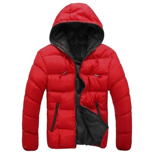 QLXYYFC Herren Winterjacke Leicht Steppjacke Übergangsjacke Hooded für Männer Gefüttert Packbar Lightweight Jacket (Color : Rouge, Size : XL) von QLXYYFC
