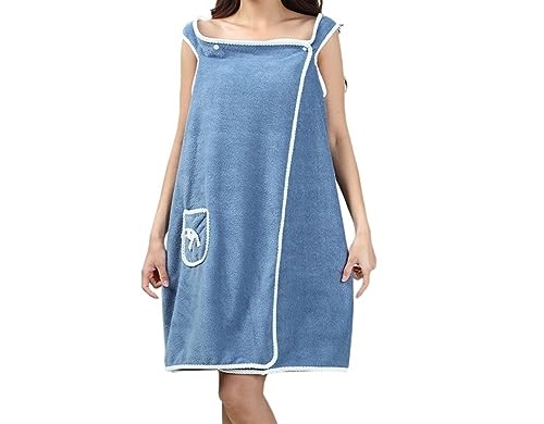 QLXYYFC Wearable Bath Towels for Women Handtuch Kleid Damen Saunakleid Damen Badehandtuch Damen Ultraweiches Tragbares Badetücher Damen mit Tasche 80 * 135cm (Color : Blue, Size : 80X135cm) von QLXYYFC