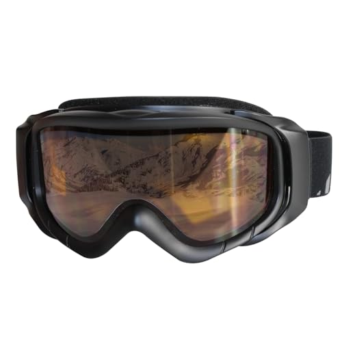 QMBasic Skibrille Snowboardbrille 100% UV Schutz Anti Fog Wintersport Alpin Snowboard Damen Herren für Skihelm (Vollrahmen schwarz - Wechseloptik - Filter S2/S3) von QMBasic