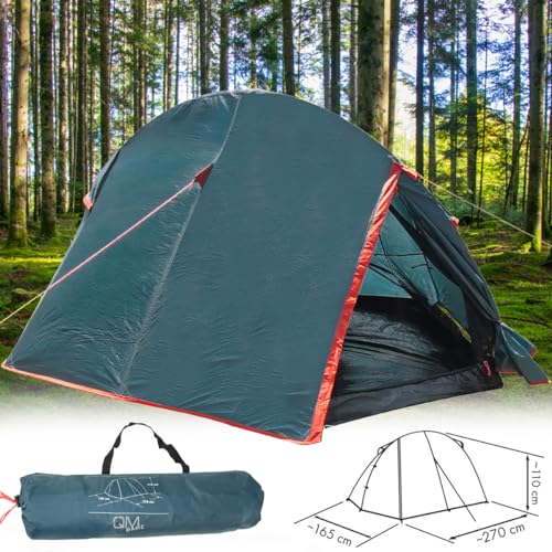 Campingzelt für 2 Personen, Trekkingzelt Festival Einbogen Tunnelzelt, kleines Packmaß, leicht, Zelt mit viel Stauraum, WS 3000 mm von QMBasic
