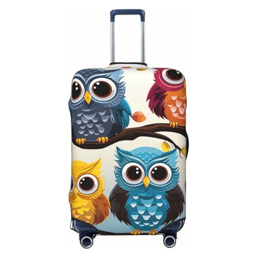 QMNSEHF Reisegepäckhülle, elastisch, waschbar, Eulen auf Ästen, kratzfeste Elastan-Kofferhülle für 45,7–81,3 cm Gepäckstück, schwarz, L von QMNSEHF