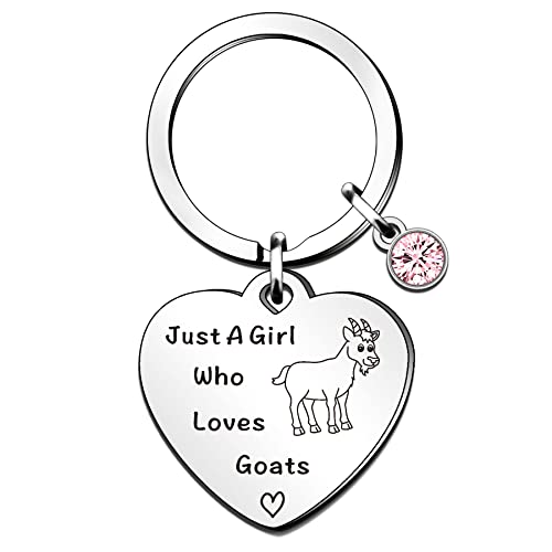 QMVMV Lustiger Ziegen-Schlüsselanhänger Geschenke Tierliebhaber Geschenk Just A Girl Who Loves Ziegenliebhaber Geschenk für Frauen Mädchen, die Ziegen lieben Schlüsselanhänger, Einheitsgröße, 1 von QMVMV