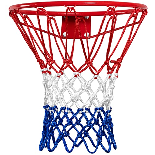 QPAO Basketballnetz, wetterfest, dick, 53,3 cm, robust, offizielles Basketballnetz, für alle 12 Schlaufen von Outdoor- und Indoor-Basketballkorben von QPAO