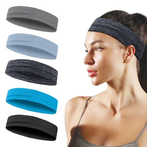 Sport-Stirnbänder für Frauen, Feuchtigkeit Wicking Non Slip Schweißbänder Modische Haarbänder für Workout Yoga Running Gym von QQJOYCCI