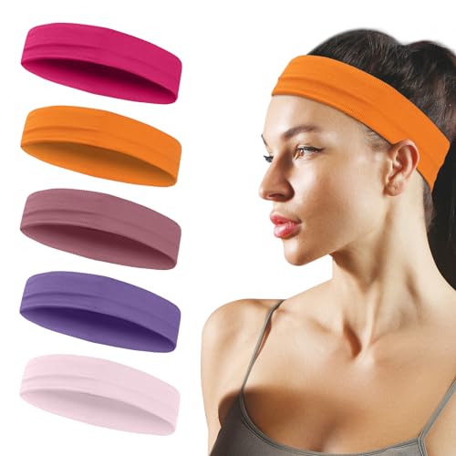 Sport-Stirnbänder für Frauen, Feuchtigkeit Wicking Non Slip Schweißbänder Modische Haarbänder für Workout Yoga Running Gym von QQJOYCCI