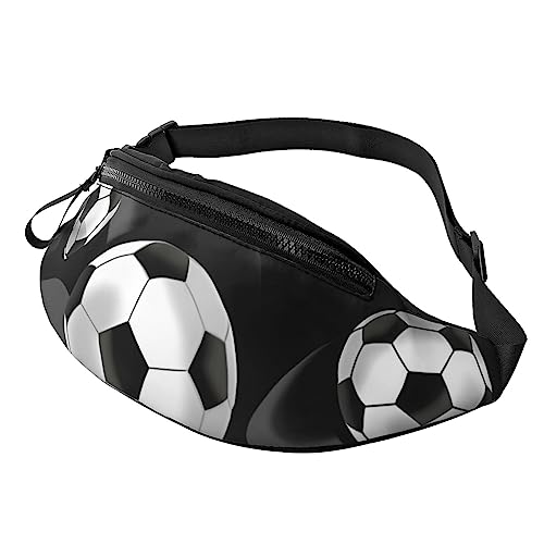 Fußball-Bauchtasche für Männer und Frauen, verstellbarer Gürtel, lässige Brusttasche, Bauchtaschen für Reisen, Sport, Laufen, Wandern, Hüfttaschen, Schwarz , Einheitsgröße von QQLADY