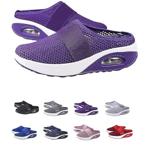 QQLADY Orthopädische Slipper von Stylendy, Sneaker mit Fußgewölbeunterstützung, Hausschuhe, Slip-On-Wanderschuhe mit Luftpolster für Damen (Lila,EU-35) von QQLADY