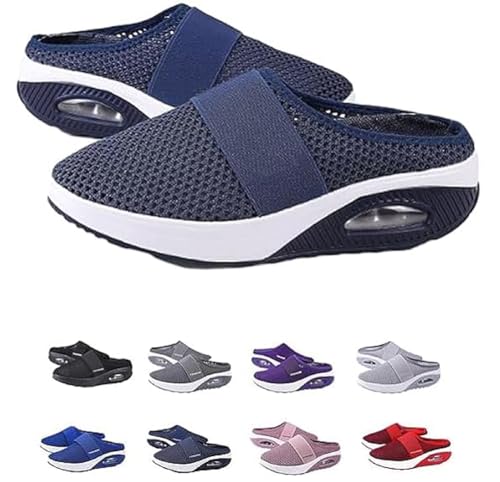 QQLADY Orthopädische Slipper von Stylendy, Sneaker mit Fußgewölbeunterstützung, Hausschuhe, Slip-On-Wanderschuhe mit Luftpolster für Damen (Tiefes Blau,EU-35) von QQLADY