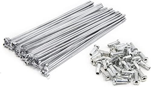 QQY Fahrrad 45# Steel Silver 12G Speichen Durchmesser 2,5mm Mehrere Längen mit Nippel 36pcs (201mm) von QQY