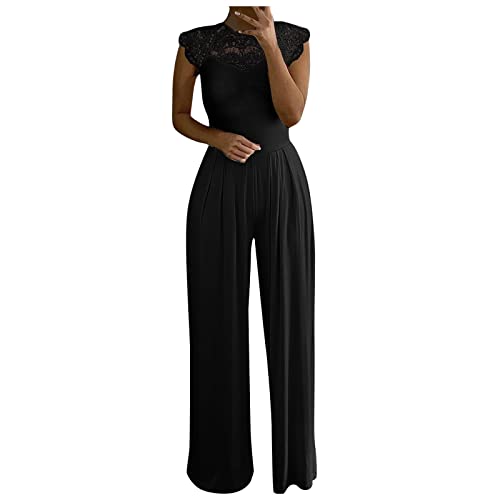 QSSS Jumpsuit Damen Elegante, Spitze Spleißen Festlich Hochzeit Damen Lang Weites Bein Hosen Hohe Taillen Elegant Einteiler Overall Frauen Blumenspitze Business Party Breites Bein Hosenanzug QSSS Jumpsuit Damen Elegante, Spitze Spleißen Festlich Hochzeit Damen Lang Weites Bein Hosen Hohe Taillen Elegant Einteiler Overall Frauen Blumenspitze Business Party Breites Bein Hosenanzug von QSSS