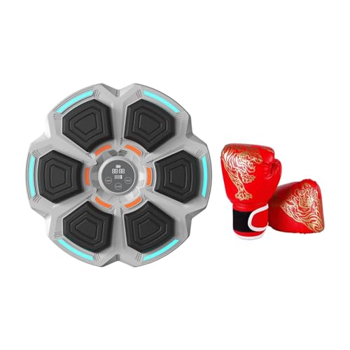QSTDGVPW Intelligente Boxmaschine Wandziel Einstellbare Reaktionslichtausrüstung Intelligenter Boxtrainer Schlagpolster, Rote Handschuhe für Erwachsene von QSTDGVPW