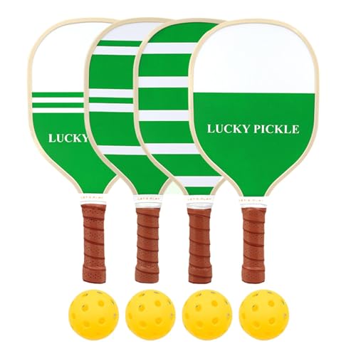 QSTDGVPW Pickleball-Schläger und Ball-Pickleball-Paddel aus Holz, 4er-Set mit Tragetasche von QSTDGVPW