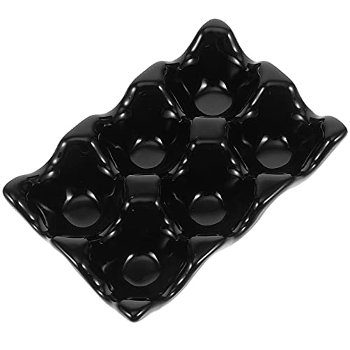 QTANZIQI 1 Stück Keramik-Eierablage-Behälter für den Kühlschrank, Vorspeisen-Tablett, Kühlschrank-Behälter, Becherspender, Eierregal für Kühlschrank, Keramik-Eierbehälter, 6 – von QTANZIQI