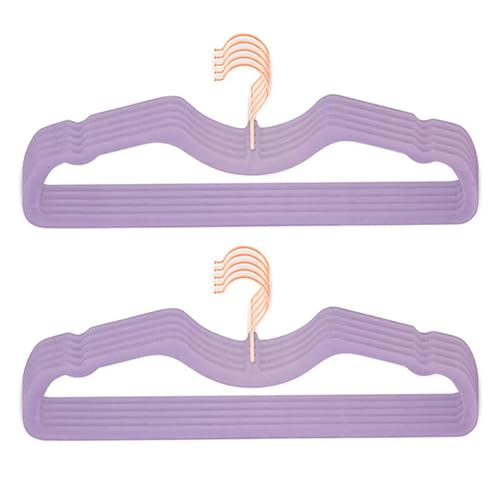 QTANZIQI 50er-Pack violetter Samt-Kleiderbügel: Ultraschlankes Design, kurzer Hals, 360° drehbarer Haken, platzsparend, rutschfeste Filzbeschichtung von QTANZIQI
