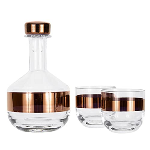QTANZIQI Kristall-Whisky-Dekanter-Set mit 2 Gläsern, 42 Oz Luxus-Whisky-Dekanter, 12 Oz mundgeblasene Whiskey-Gläser, Jubiläums-Geburtstagsgeschenke, Geschenke für Männer, Bourbon, Scotch, Co Silk von QTANZIQI