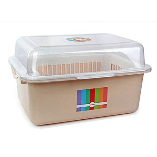 QTANZIQI Organizer-Regal, Küchen-Geschirrständer, Multifunktions-Kunststoff-Ablaufschale, Besteckständer, Küchenstaub-Aufbewahrungsbox, Regal (Farbe: Beige, Größe: 29 x 37,5 cm) von QTANZIQI