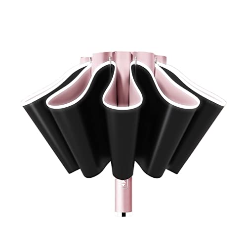 QTANZIQI Regenschirm Vollautomatischer Regenschirm mit Taschenlampe, reflektierender Streifen, große Regenschirme für Regen, Sonne, Wärmeisolierung, Sonnenschirm Silk Pillowcase von QTANZIQI