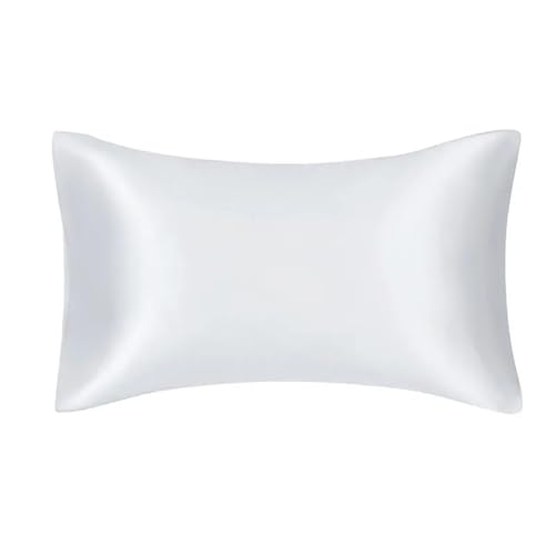 QTANZIQI Silk Pillowcase Solid Colors Satin Skin Care Pillowcase Hair Anti Pillow Case Queen Full Size Pillow Cover 51x66cm Pillow Cases (Color : KY23 White 1pc, Size : US Standard20x26inch) von QTANZIQI