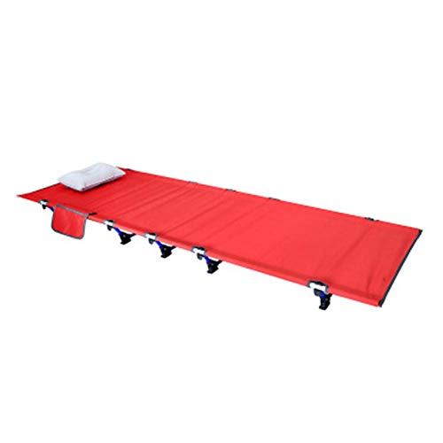 QTANZIQI Tragbares, zusammenklappbares Campingbett, trägt 150 kg Schlafbett, zusammenklappbares Feldbett, für draußen und drinnen, 200 x 70 x 17 cm, Strand- und Poolliege/Rot/200 x 70 x 17 cm Silk von QTANZIQI