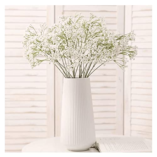 QTYQWC Künstliche Gypsophilablüten mit Vase weiche Plastik Seidenblume DIY Blumen Arrangement für Heimküchentisch Mittelstücke Dekor von QTYQWC