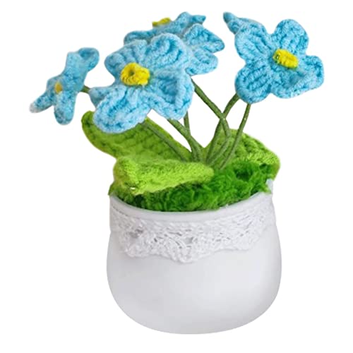 QTYQWC Mini Häkeln Topfpflanzen handgefertigte gestrickte Blumen Topf dekorative künstliche Blumen Desktop -Ornamente für Auto -Home -Büro -Gebrauch von QTYQWC