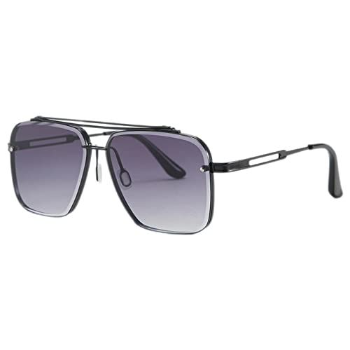 QTZTZ Herren- und Damen-Sonnenbrillen Damen-Legierung Verlaufsgläser Ultraviolett-Brillen,Schwarzer Rahmen graues Stück von QTZTZ