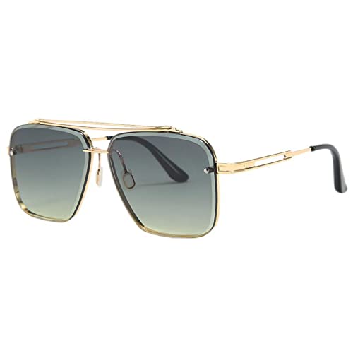 QTZTZ Sonnenbrillen mit Farbverlauf für Herren und Damen,Goldener Rahmen Armeegrün von QTZTZ