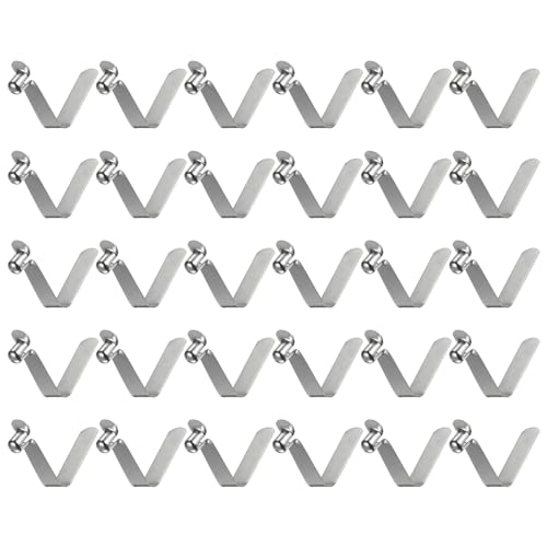 QUARKZMAN 30 Stück EIN-Knopf-Kajak-Paddel-Schnappfederclip 8x10x42mm 65Mn-Federstahl V-förmige Hohle Teleskopverriegelung Rohrclips für Zelt, Regenschirm, Camping von QUARKZMAN