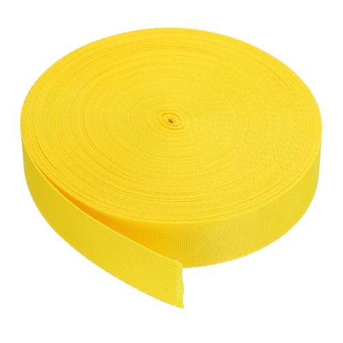 QUARKZMAN Nylon-Gurtband flach 1 Zoll 20 Yards Leuchtend gelb für DIY-Reparatur, Rucksack, Gepäckträger, Handwerk von QUARKZMAN