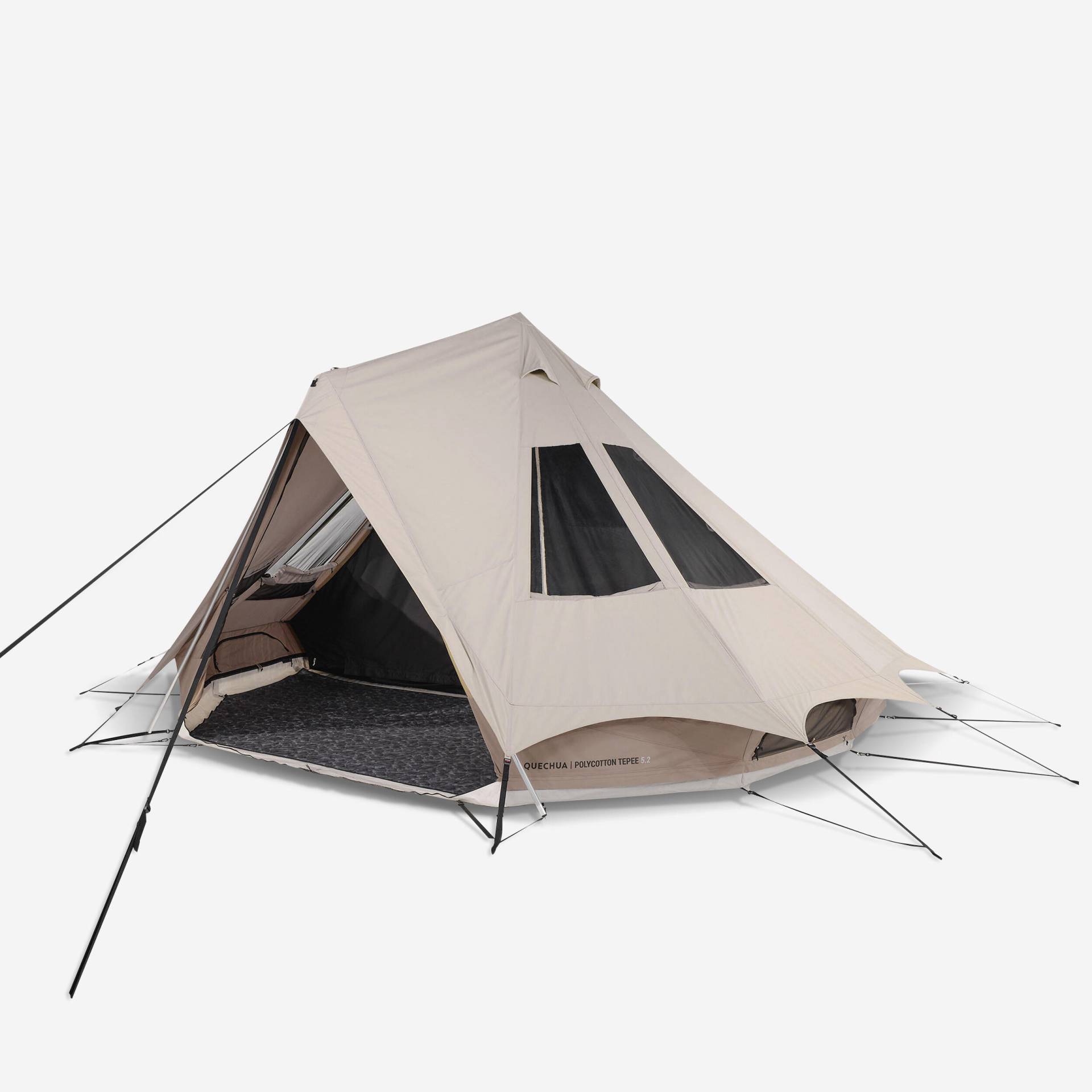 Campingzelt Tipi-Zelt Polybaumwolle - Tepee 5.2 für 5 Personen 2 Kabinen von QUECHUA