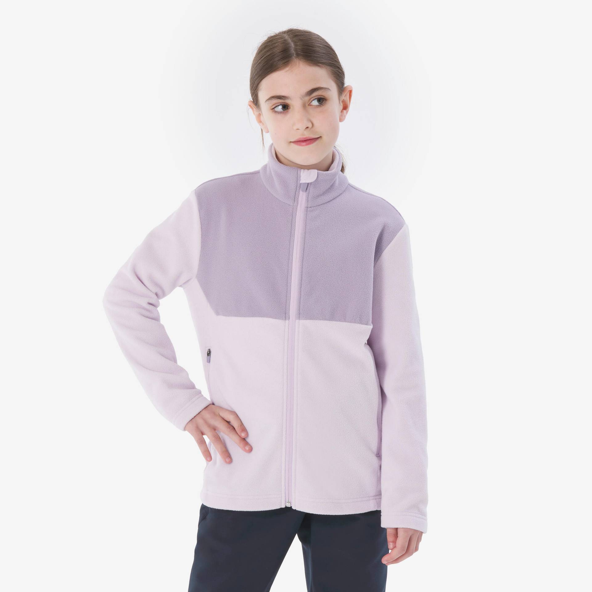 Fleecejacke Kinder Gr. 122–170 Wandern - MH500 Zip fliederfarben von QUECHUA