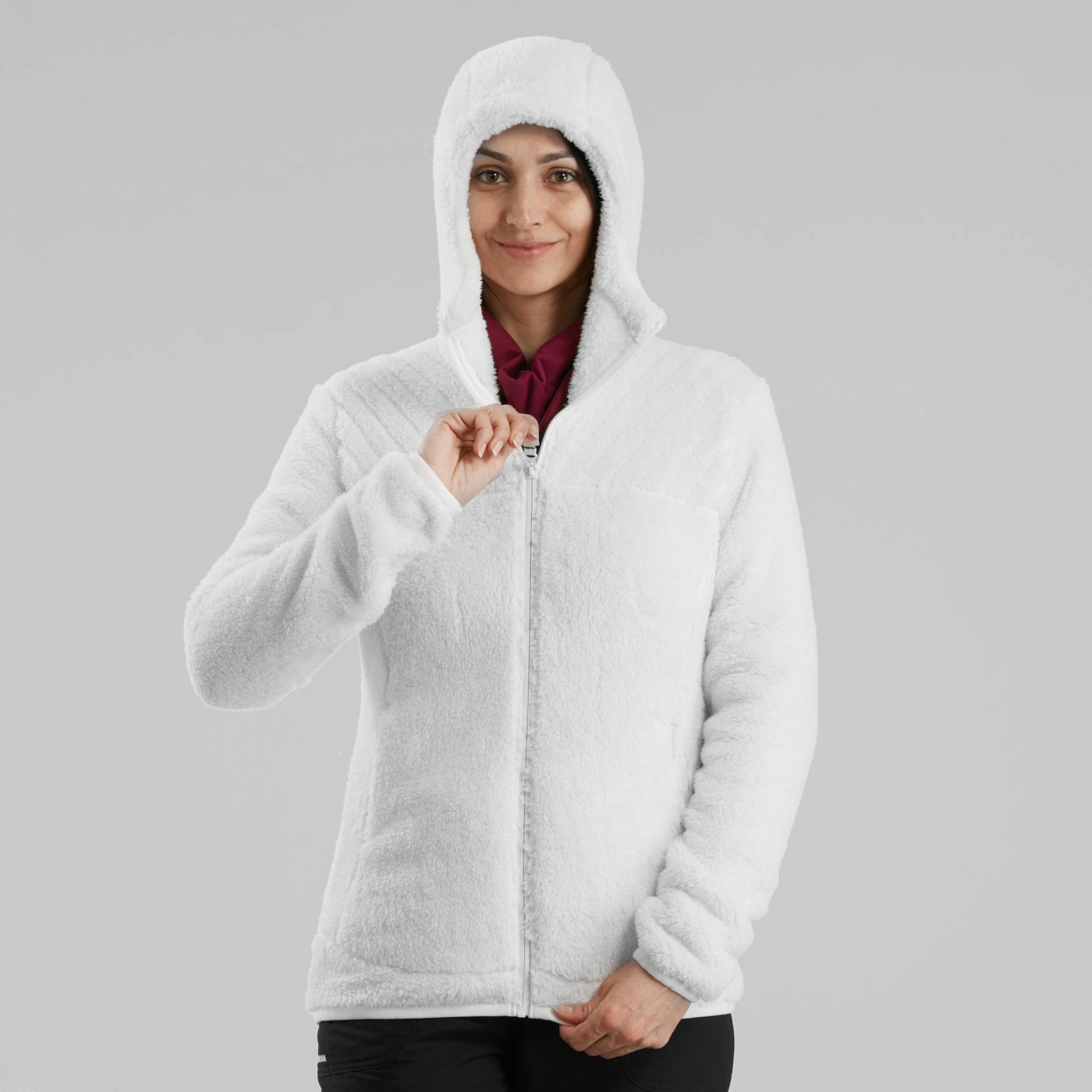 Fleece-Pullover Damen warm Winterwandern - SH500 weiß von QUECHUA