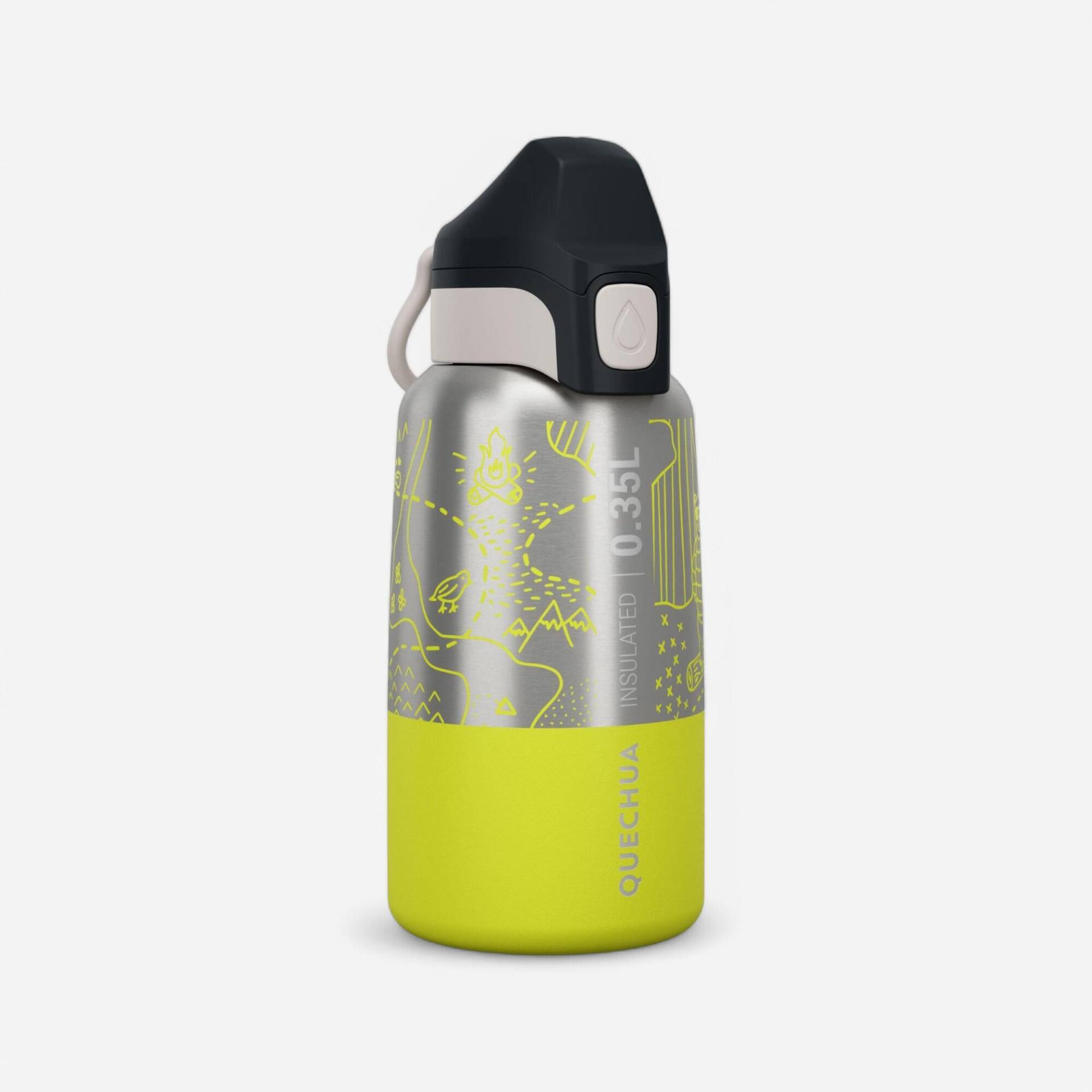 Trinkflasche Kinder isolierend Edelstahl Schnellverschluss Wandern - 900 0.35 l von QUECHUA