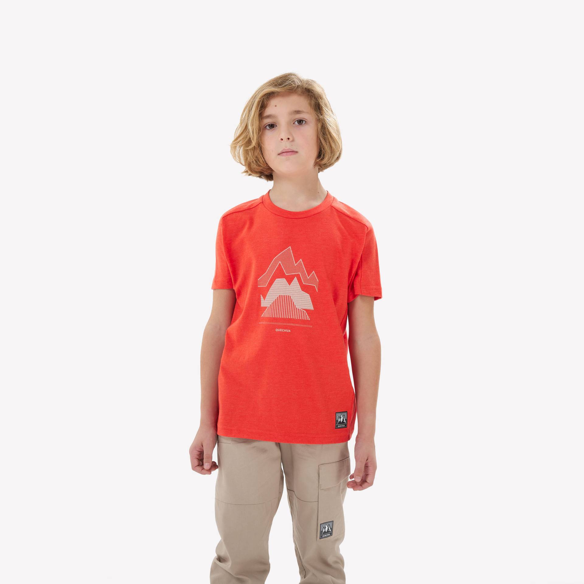 Wander-T-Shirt Kinder Grösse 122–170 - MH100 rot von QUECHUA