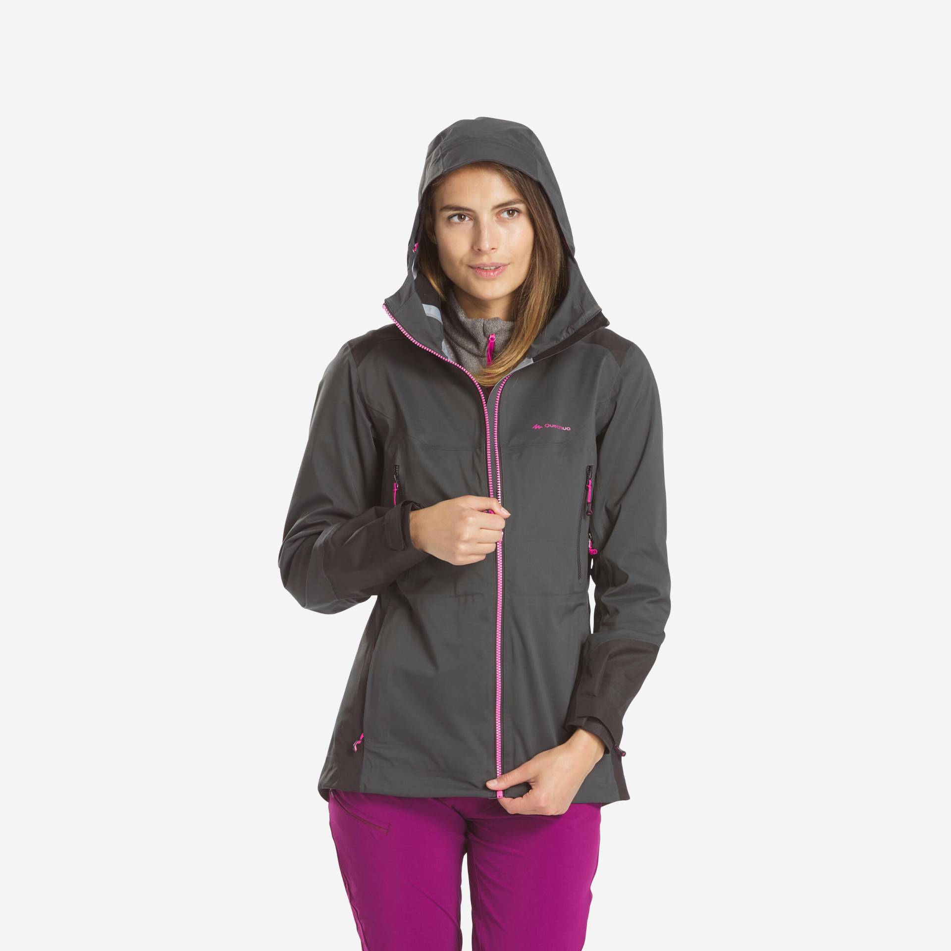 Wanderjacke Damen wasserdicht Bergwandern - MH900 grau von QUECHUA