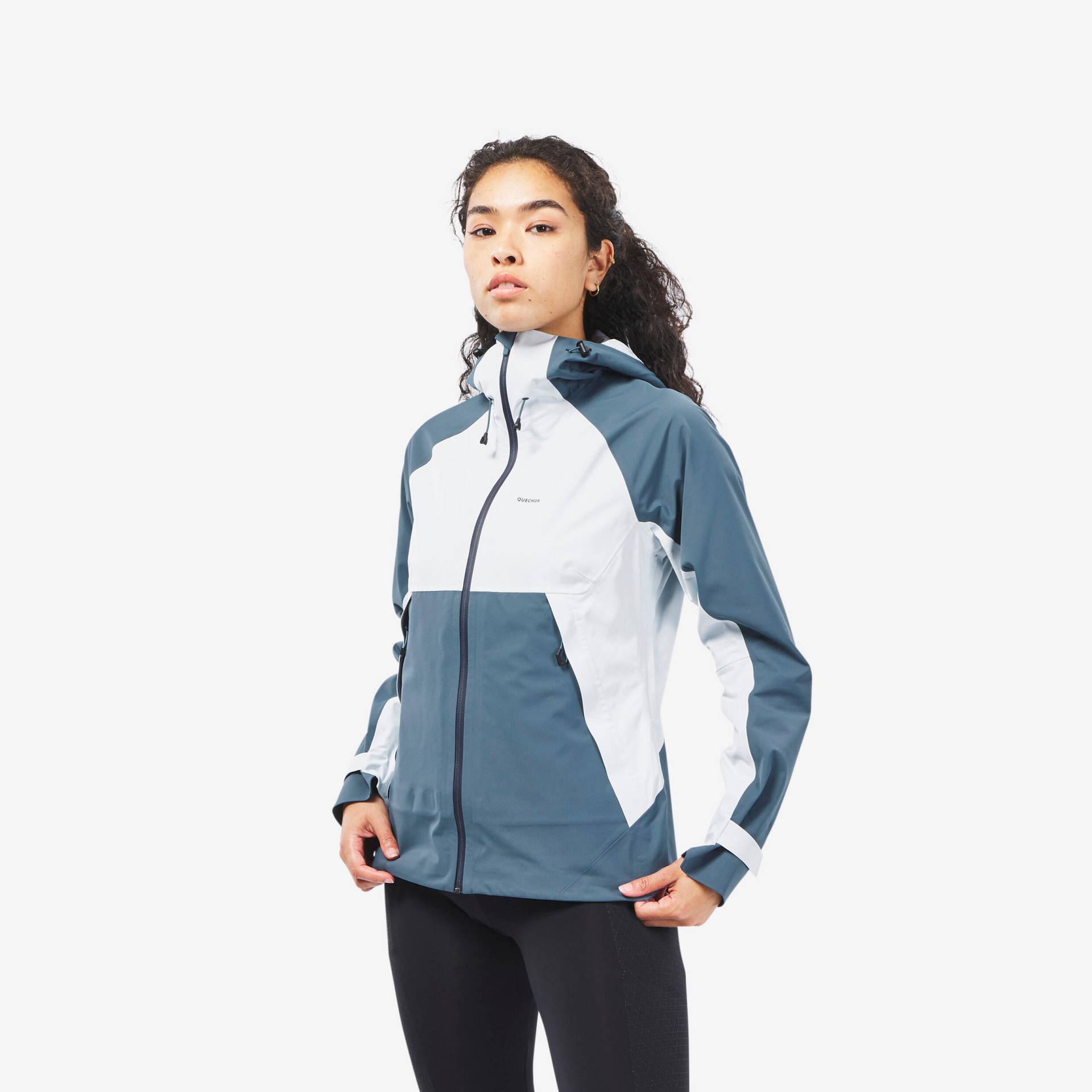 Wanderjacke Damen wasserdicht Bergwandern - MH500 graublau von QUECHUA