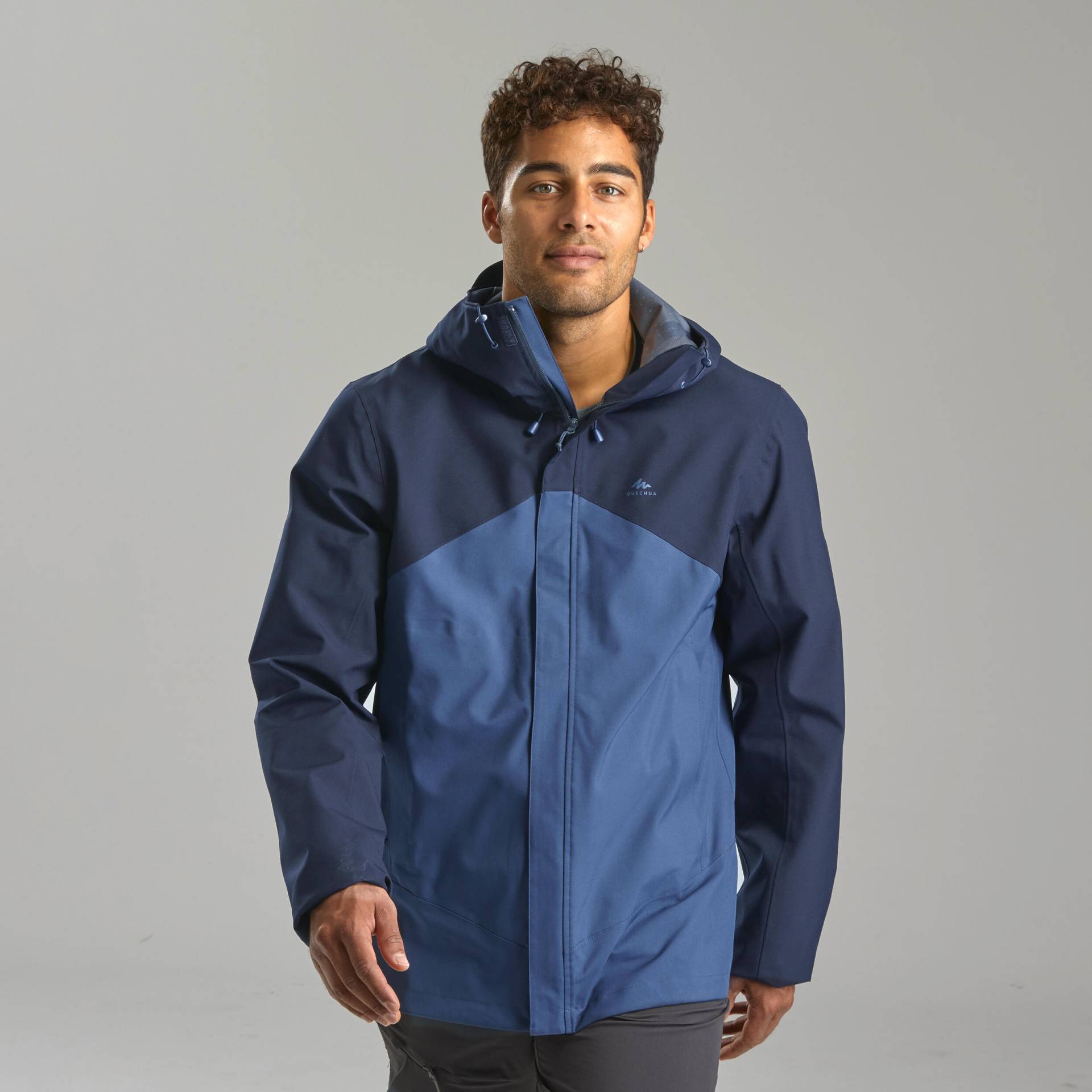 Wanderjacke Bergwandern MH150 wasserdicht leicht Herren grün von QUECHUA