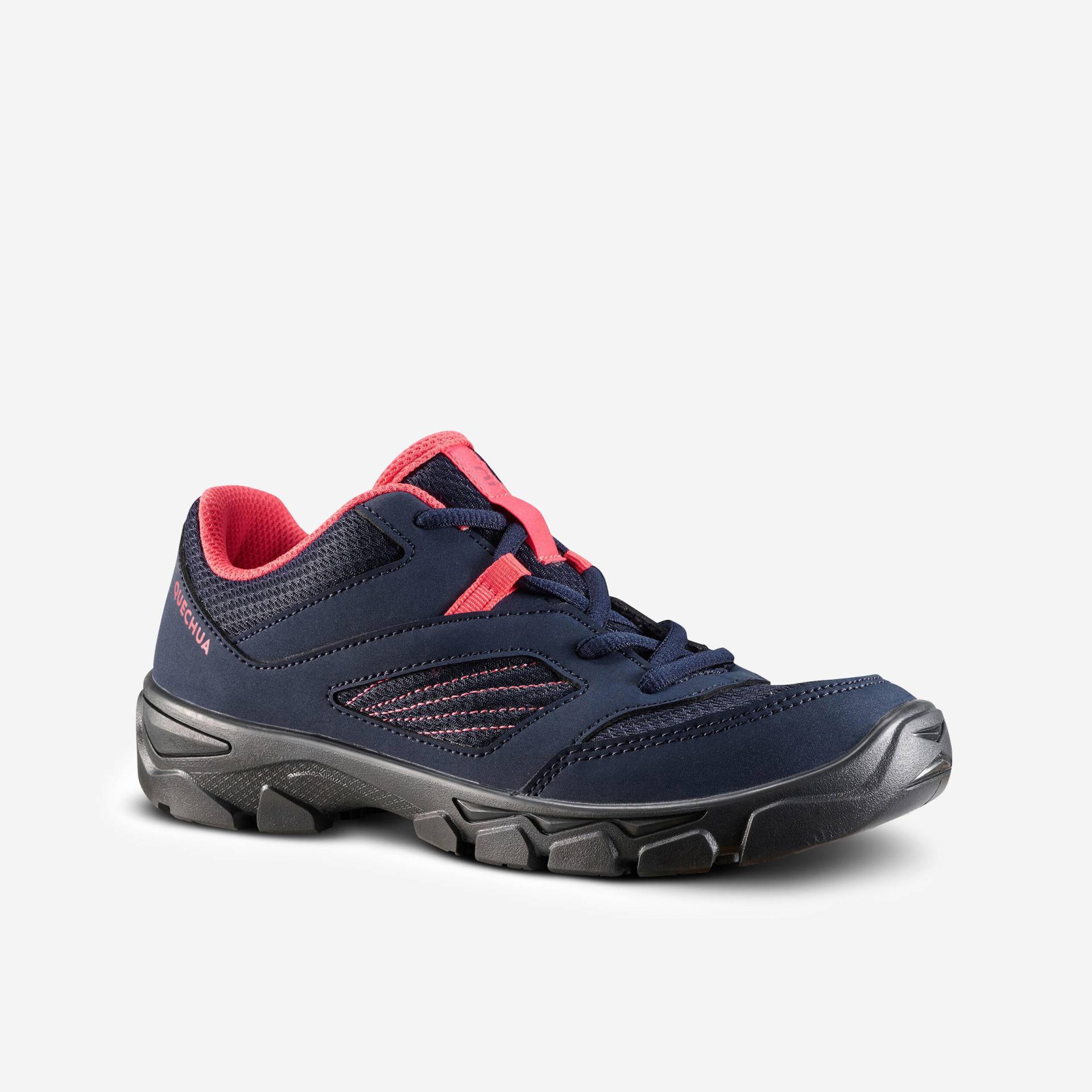 Wanderschuhe MH100 mit Schnürung Kinder Gr. 35–38 blau/koralle von QUECHUA