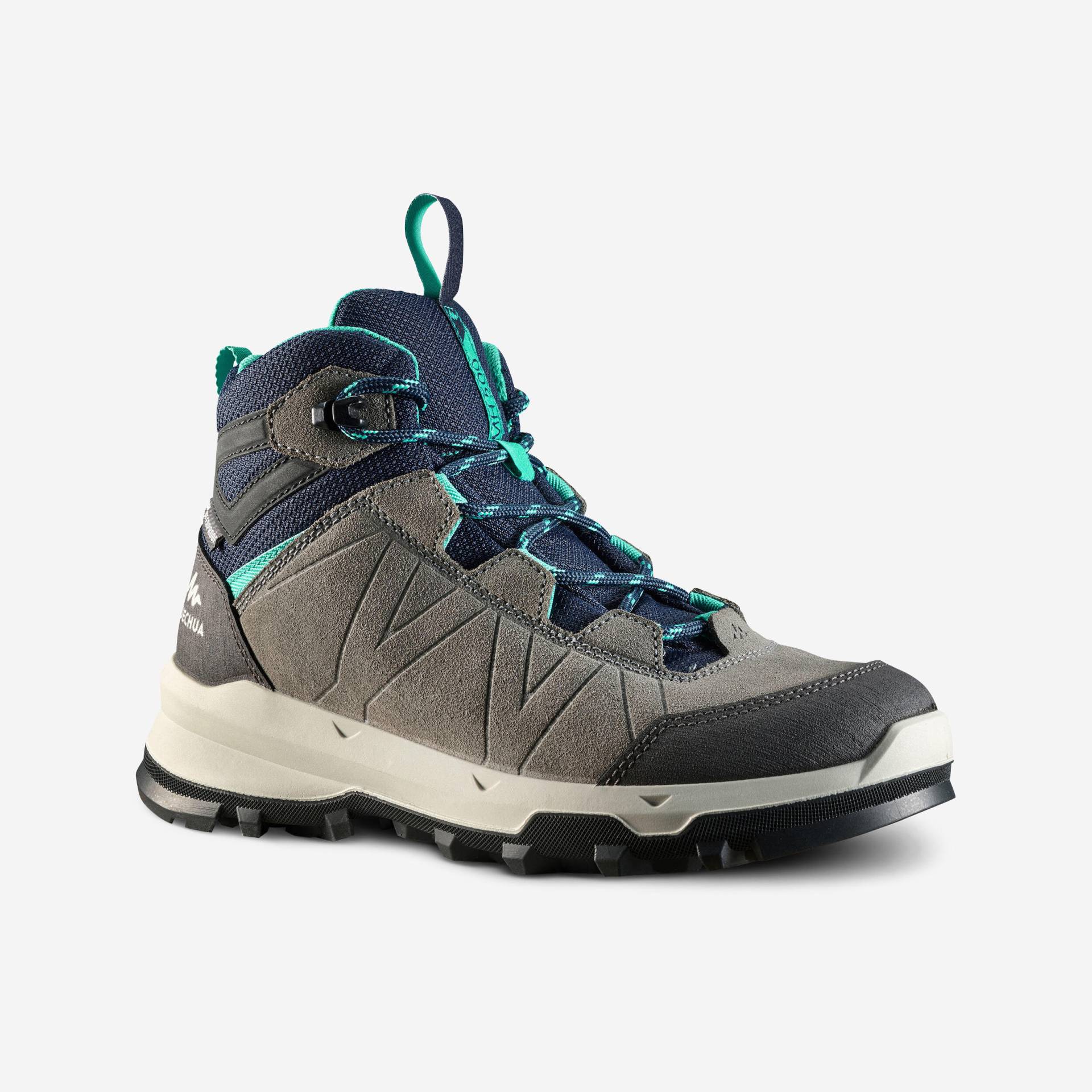 Wanderschuhe Kinder Gr. 28‒39 hoch wasserdicht Bergwandern - MH500 blau/grau von QUECHUA