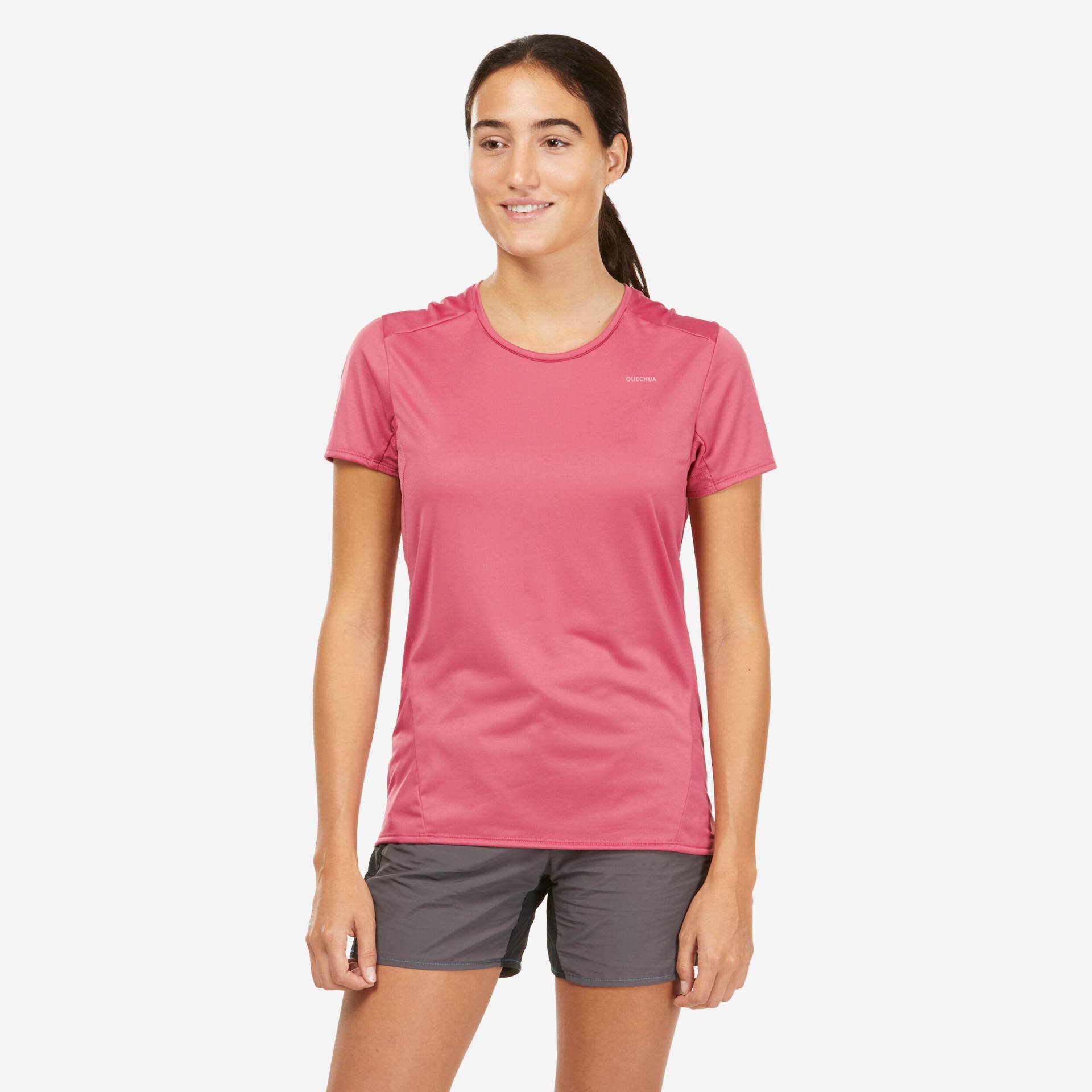 Wandershirt Damen kurzarm Bergwandern - MH100 rosa von QUECHUA