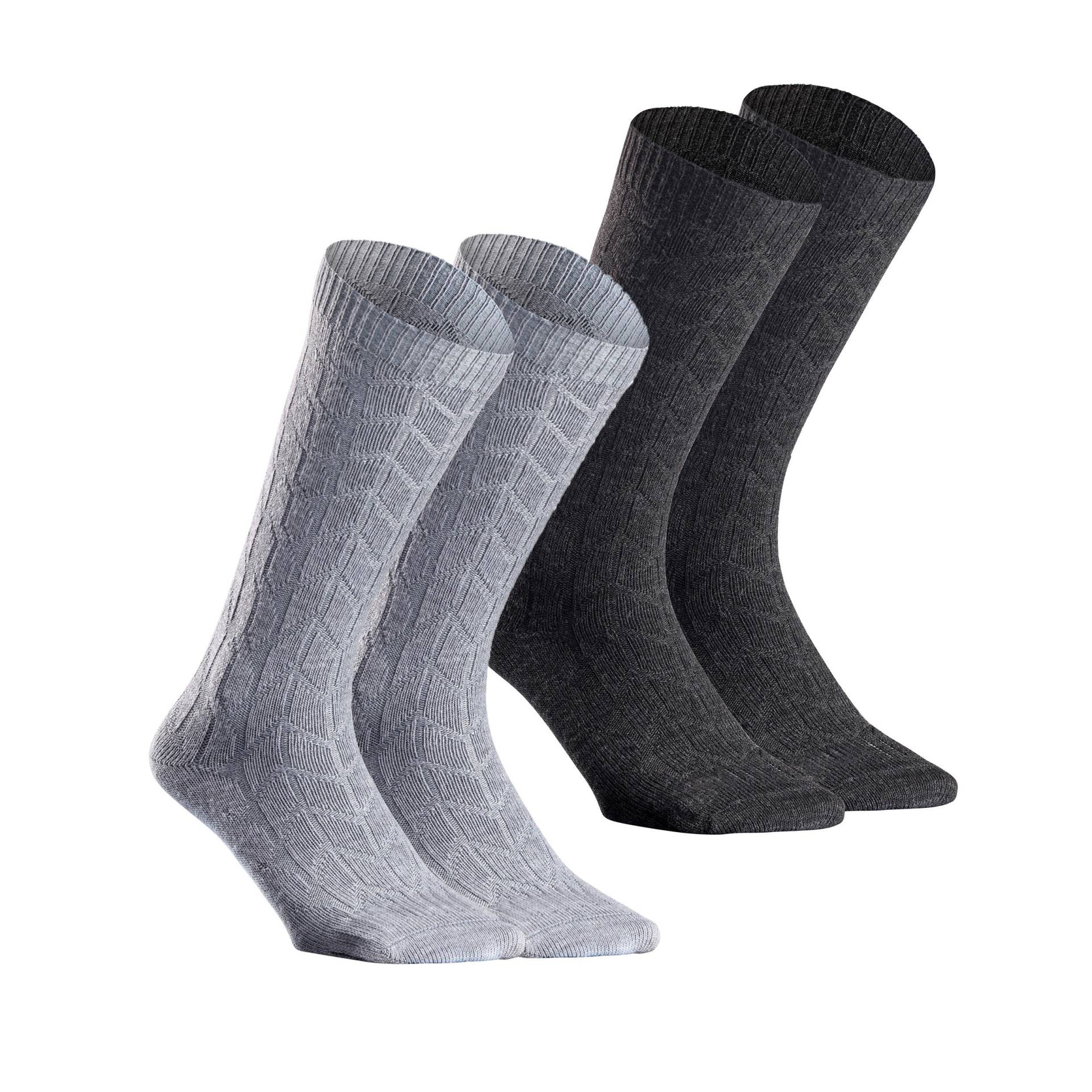 Wandersocken halbhoch warm Winterwandern 2er-Pack - SH100 Jacquard von QUECHUA