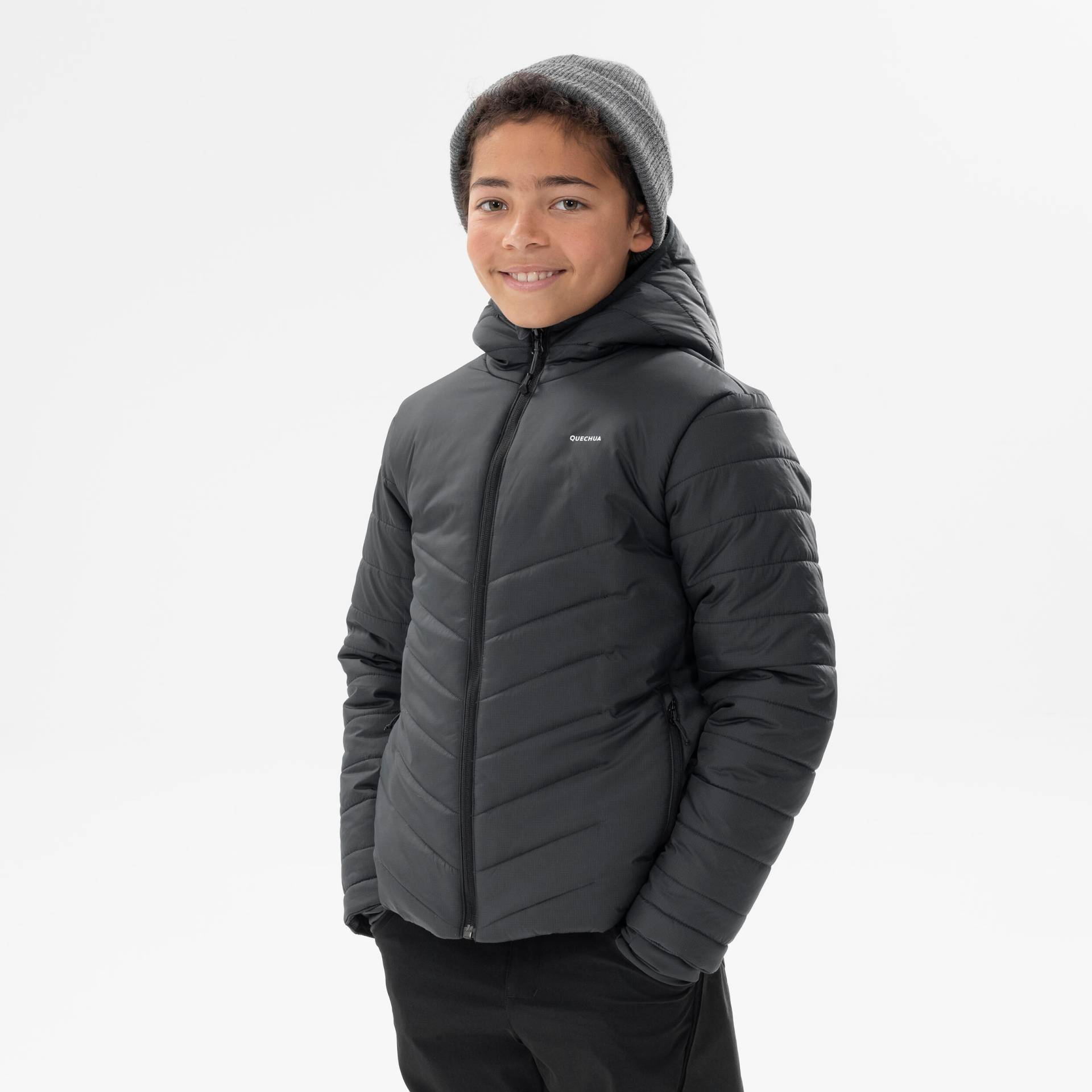 Wattierte Jacke Kinder Gr. 122-170 warm Wandern - MH500 grau von QUECHUA