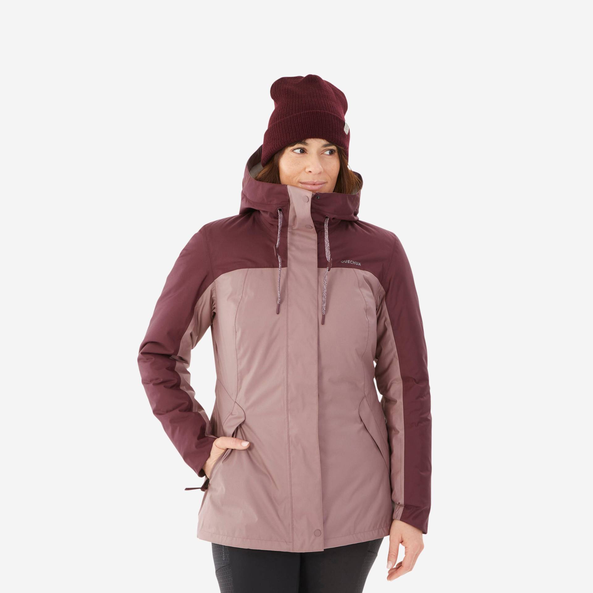 Winterjacke Damen bis -10 °C wasserdicht Winterwandern - SH500 rosa/bordeux von QUECHUA