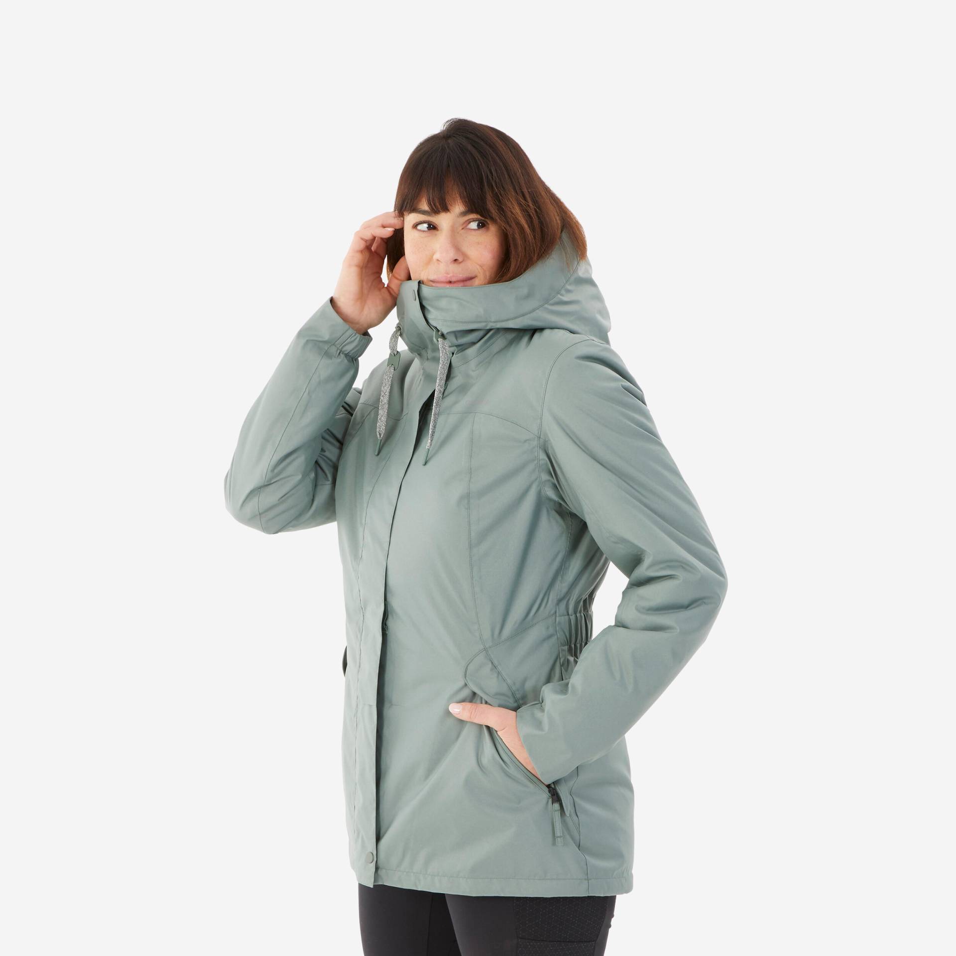 Winterjacke Damen bis -10 °C wasserdicht Winterwandern - SH500 khaki von QUECHUA