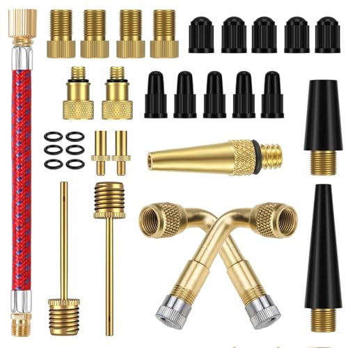 Fahrradventil Adapter Set, 36 STKAdapter Autoventil auf Französisches Ventil Adapters, Ventiladapter Fahrrad Ventile Adapters, Fahrradpumpe Adapter für Fahrradventile Kompressor Luftpumpe DV AV SV von QUIIEOSKIA