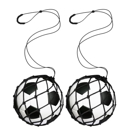 QUR 2 Stück Fußball-Kick-Trainer, Fußballnetz-, für Ballgröße 3, 4, 5, Solo-Fußball-Kick-Übungs-Trainingshilfe, Schwarz von QUR