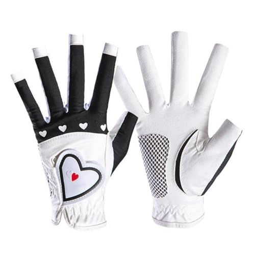 Golfhandschuhe 1Pair Frauen Golfhandschuhe Fingerlose Weiche Sporthandschuhe Damen Mädchen Granulat Anti-Skid Handschuh Linke und rechte Hand Elegante Fäustlinge Golfhandschuh ( Color : Noir , Größe : von QUYNAGER