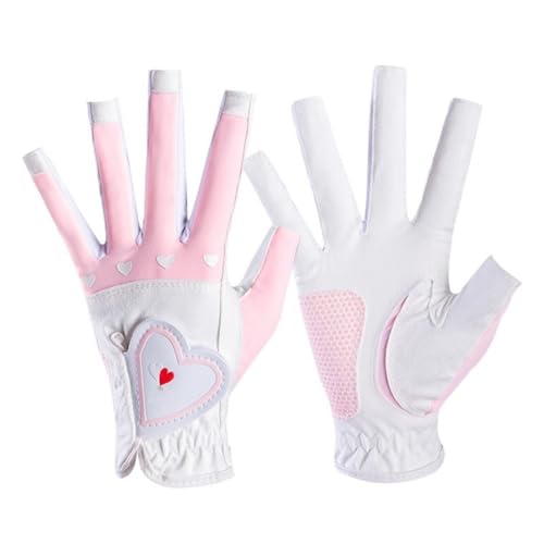 Golfhandschuhe 1Pair Frauen Golfhandschuhe Fingerlose Weiche Sporthandschuhe Damen Mädchen Granulat Anti-Skid Handschuh Linke und rechte Hand Elegante Fäustlinge Golfhandschuh ( Color : Pink , Größe : von QUYNAGER